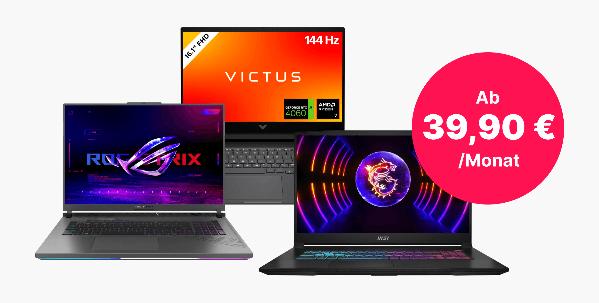 Auf zum nächsten Level – mit hochwertigen Gaming-Laptops für nur 39,90 € pro Monat.